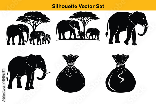 Vector silhouette set high quality design