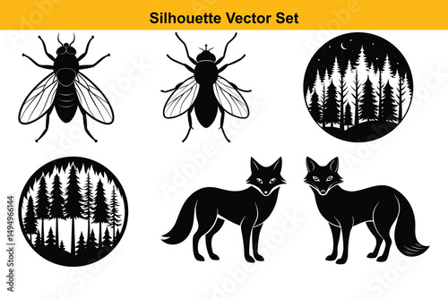 Vector silhouette set high quality design