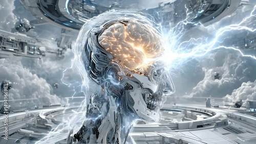 cybernetic mind technology cyber brain scan, cyber brain energy, cyber brain technology neural-enhancement in robotics futuristic brain-machine interface



