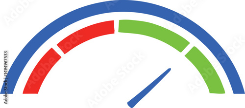 Flat Style Speedometer: Isolated Vector Illustration