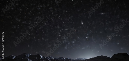 Diamond-like stars scattered across a deep, velvety black night sky ,  texture,  stargazing,  science