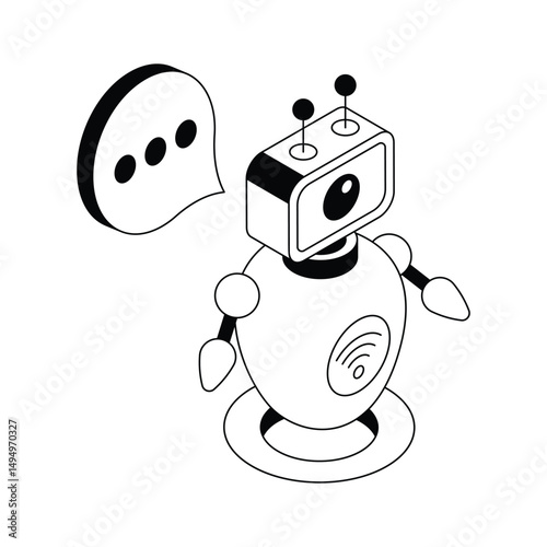 A well designed isometric icon of robot chat system
