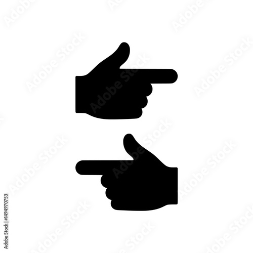 Vector icon illustration of two hands with index fingers pointing in opposite directions. Ideal for conveying the concept of choice, comparison, direction, or emphasis on two different things.