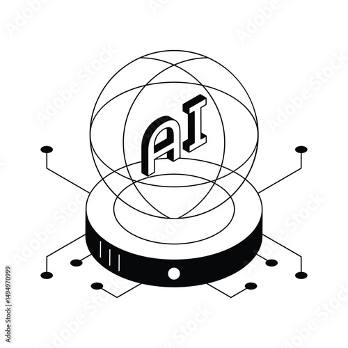 Well crafted isometric icon showing ai technology usage