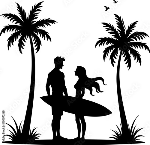 Tropical Palm Trees Silhouette