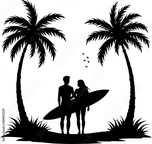 Tropical Palm Trees Silhouette