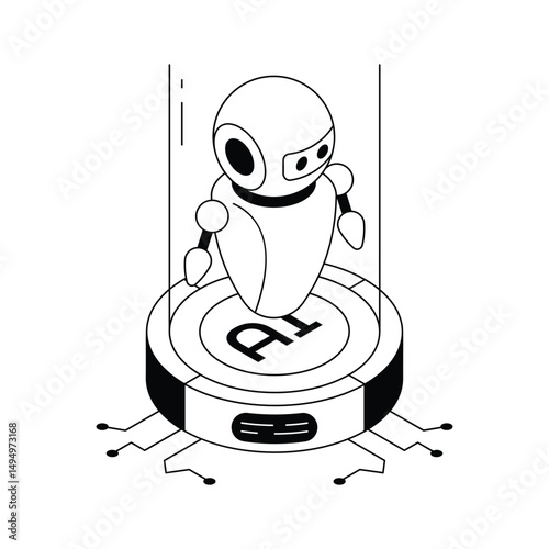 Grab this isometric outline icon of ai bot