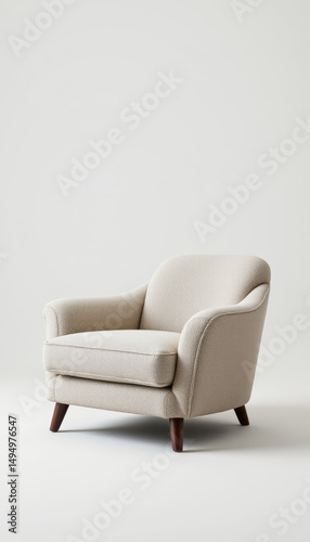 Wallpaper Mural Cozy oversized armchair in soft beige fabric with wooden legs, perfect for relaxation Torontodigital.ca