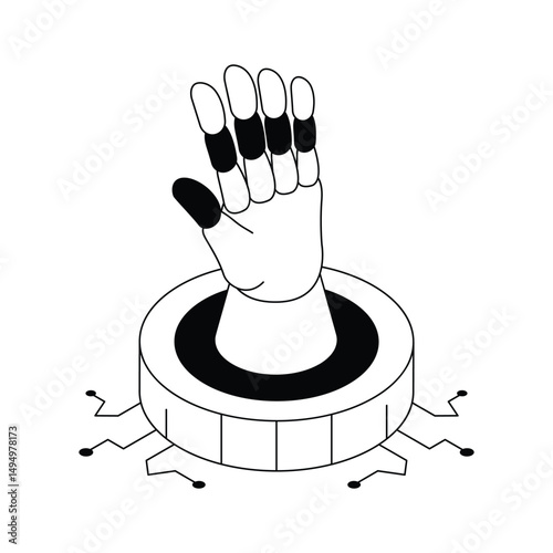 A visually appealing isometric icon of robotic hand structure