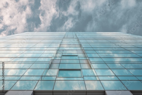 Looking up at a modern glas...