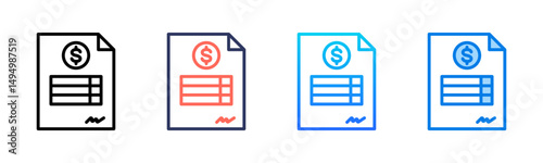 Invoices icon sheet multiple style collection