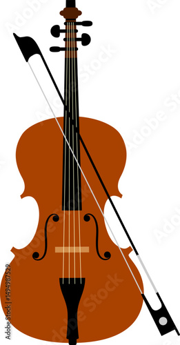 illustration of wooden violin with stick on abstract background