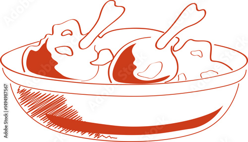 sketchy doodle of Indian Chicken gravy dish