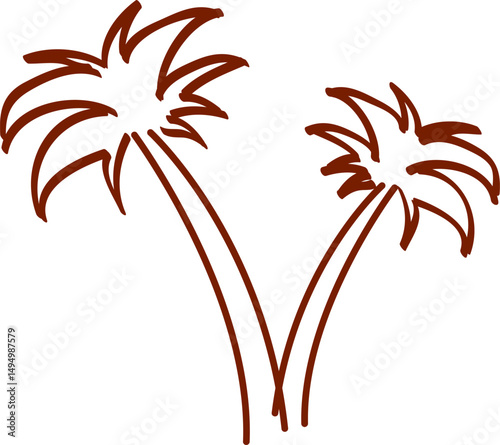 illustration of palm tree in island on isolated background