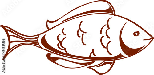 illustration of sketchy doodle of fish