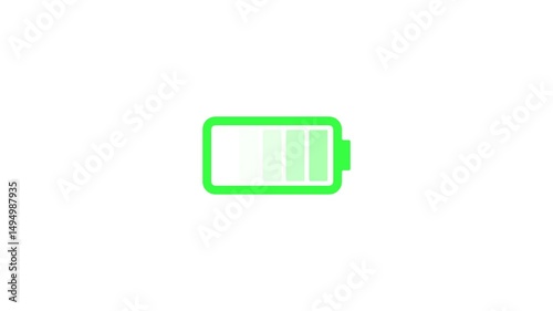 Green Battery charing in Full bar  in whitebg