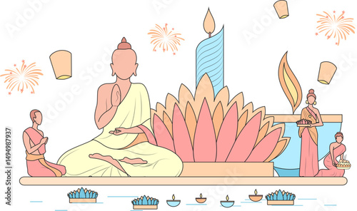 Loy Krathong Siamese festival of Lights traditional celebration of Thailand
