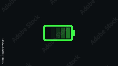 Green Battery charing in Full bar  in dark background