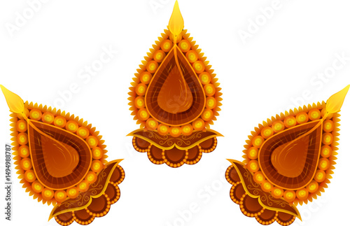 Burning diya on Happy Diwali Holiday background for light festival of India