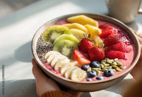 Colorful breakfast bowl top...
