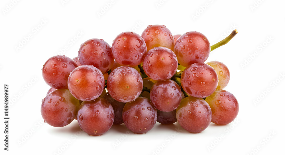 Fototapeta premium Fresh Red Grapes with Water Drops on White Background