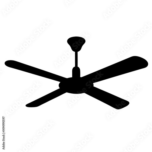 Simple silhouette of a ceiling fan with five blades indoor usage