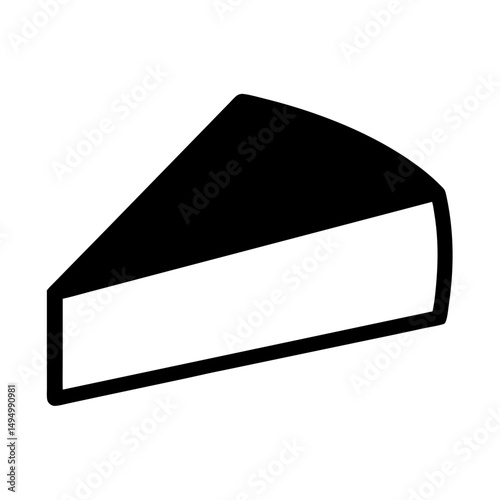 Graphical representation of a slice of cheesecake or cake in black and white