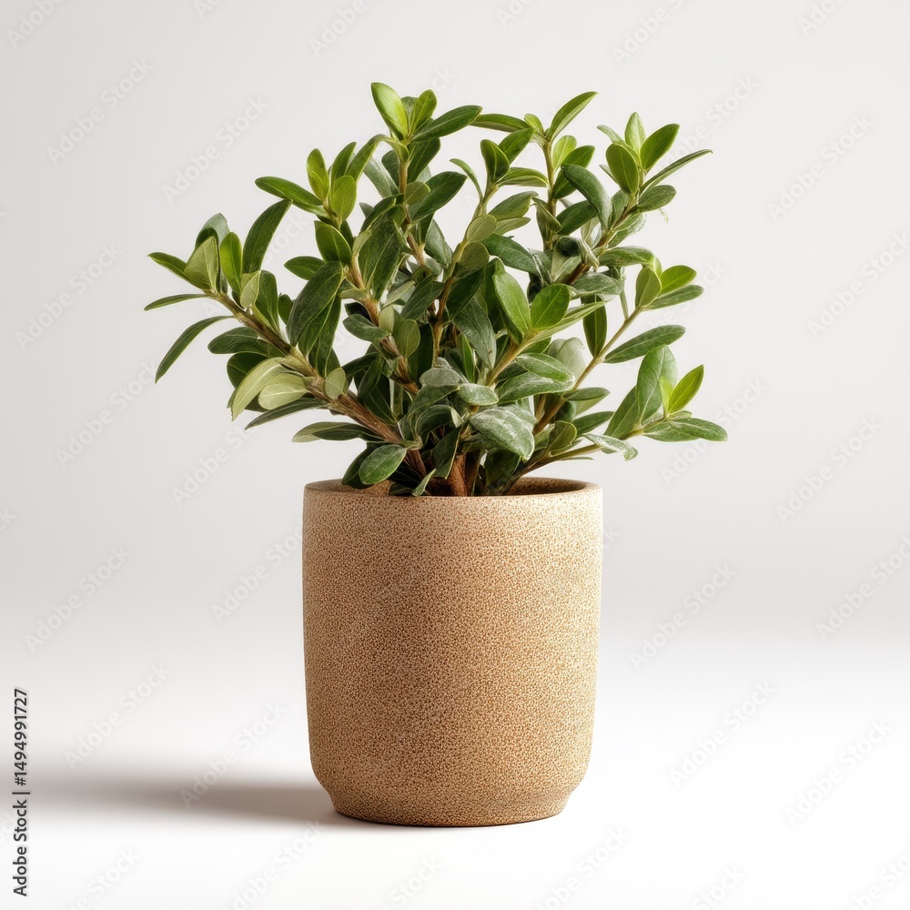 Fototapeta premium Lush Green Potted Plant Isolated on White Background
