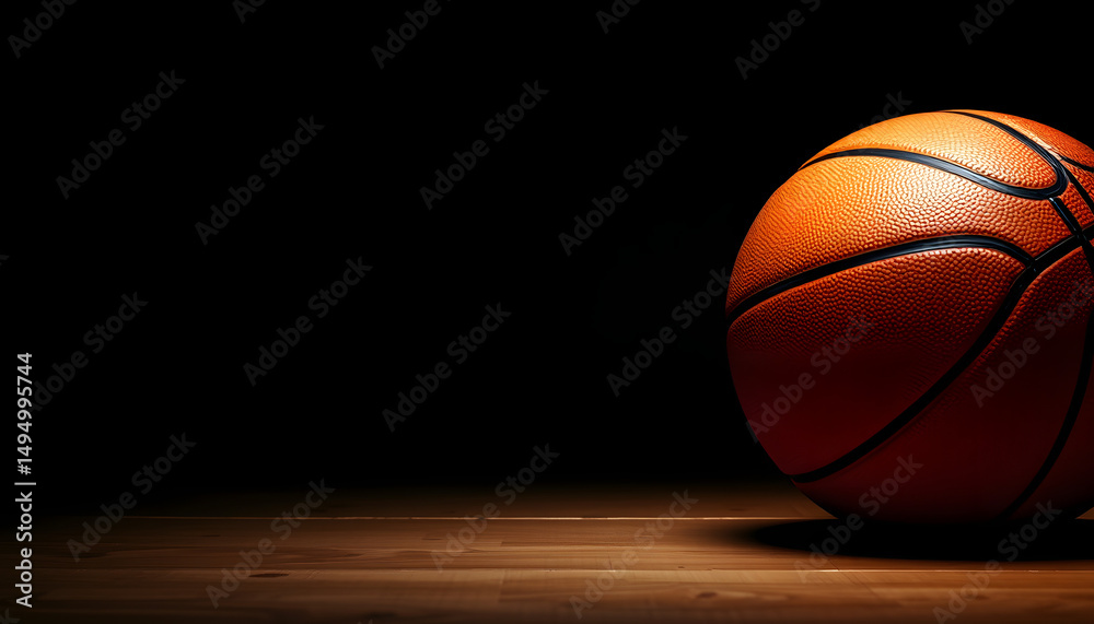 Obraz premium Dark textured basketball court banner with ample space for design, studio lighting. isolated with white highlights