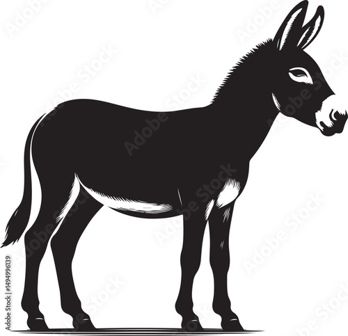 donkey black silhouette vector, donkey icon clip art
