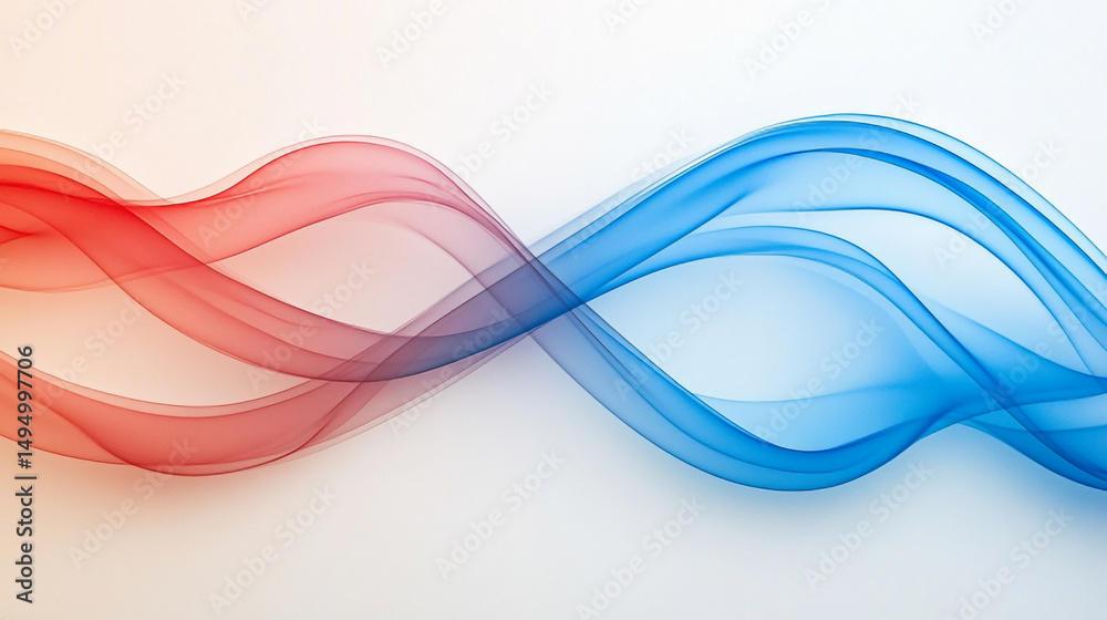 Obraz premium Abstract Waves Flow with Red and Blue Colors on White Background Design Style
