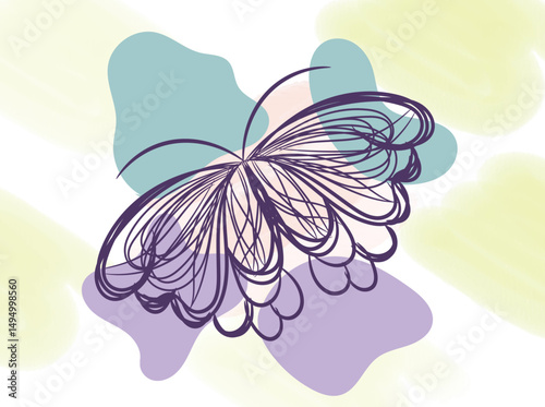 Abstract Butterfly Illustration with Pastel Background