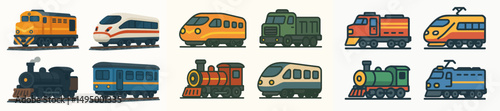 train collection in flat style
