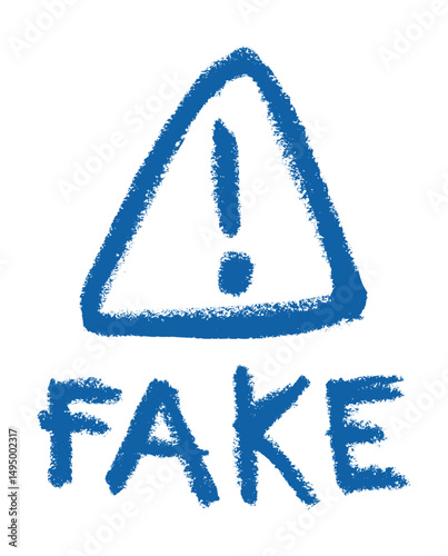 Fake Warning Icon Crayon Chalk Drawing Vector