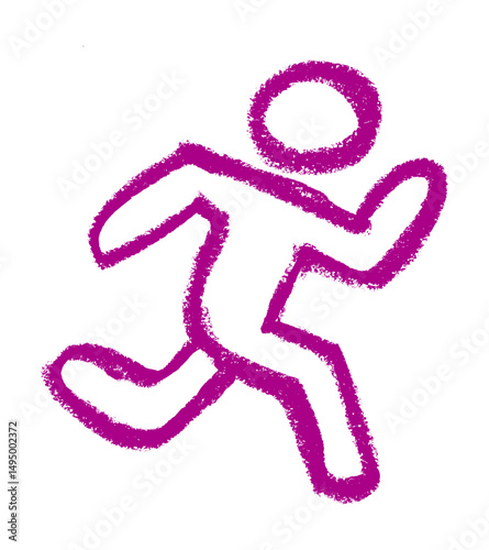 Person Running Icon Crayon Chalk Drawing Vector