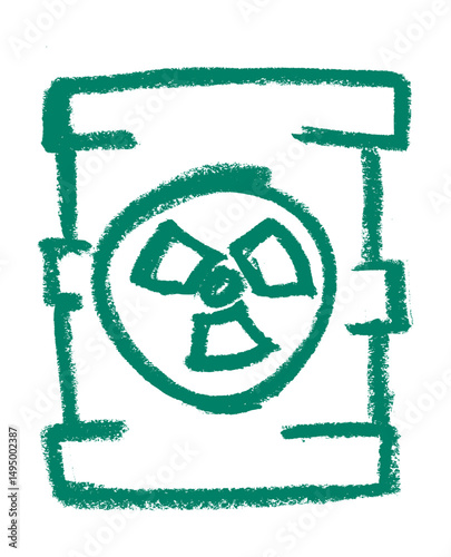 Toxic Bihazard Barrel Icon Crayon Chalk Drawing Vector