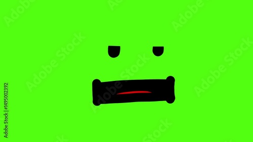 Nervous Cartoon Face with Eyelashes