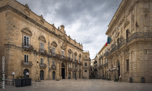 Exploring Ortigia's Historic Architecture Under a Moody Sky, Sicily, Italy