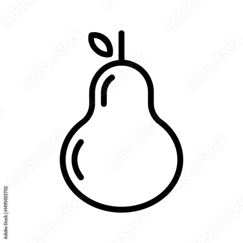Outline pear icon vector in simple style for healthy snacks