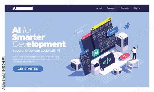 Isometric AI Tools Software Landing Page