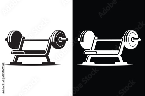 Black Bench Press Icon Minimalist Workout Vector Illustration.