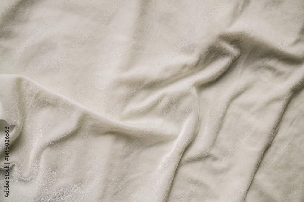 Fototapeta premium Crinkled White Soft Fabric Surface With Wrinkles