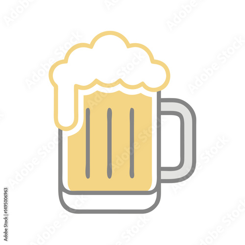 Foamy Beer Mug Vector. Simple Vector Illustration of Overflowing Foamy Beer