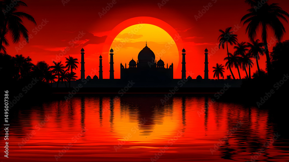 Fototapeta premium Eid-ul-adha and eid-ul-fitr mubarak and islamic greeting card