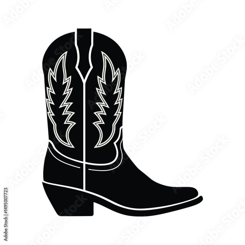Western Cowboy Boot Silhouette Vector