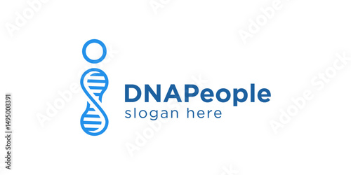 Creative simple DNA people logo template. Abstract human with DNA symbol logo design vector illustration