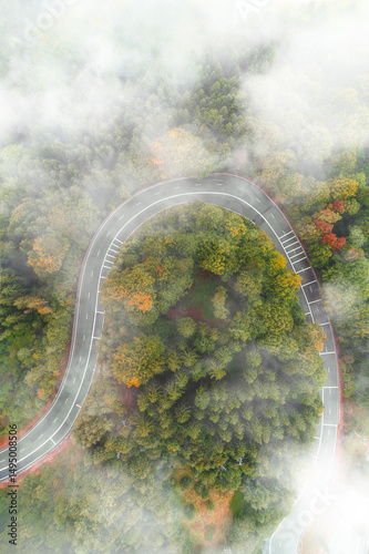 aerial view of the road