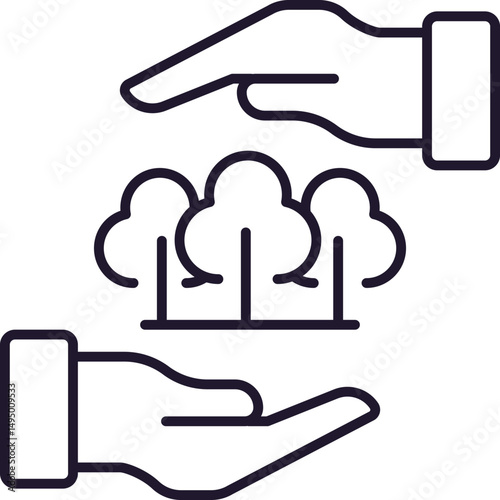 Trees between Hands Icon for Web Sites, Books, Cards, Apps