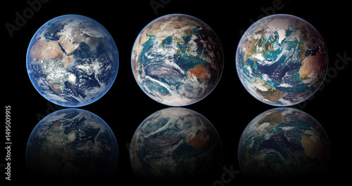 Fototapeta Naklejka Na Ścianę i Meble -  Earth globe shot from space isolated on black background. Collection of globes of planet Earth. Elements of this image furnished by NASA.