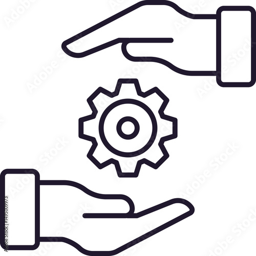 Gear between Hands Icon for Graphics, Concept, Apps